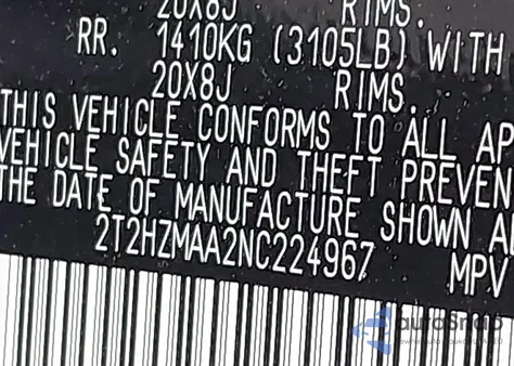 2022 Lexus Rx 350 z USA, uszkodzony, nr VIN 2T2HZMAA2NC224967